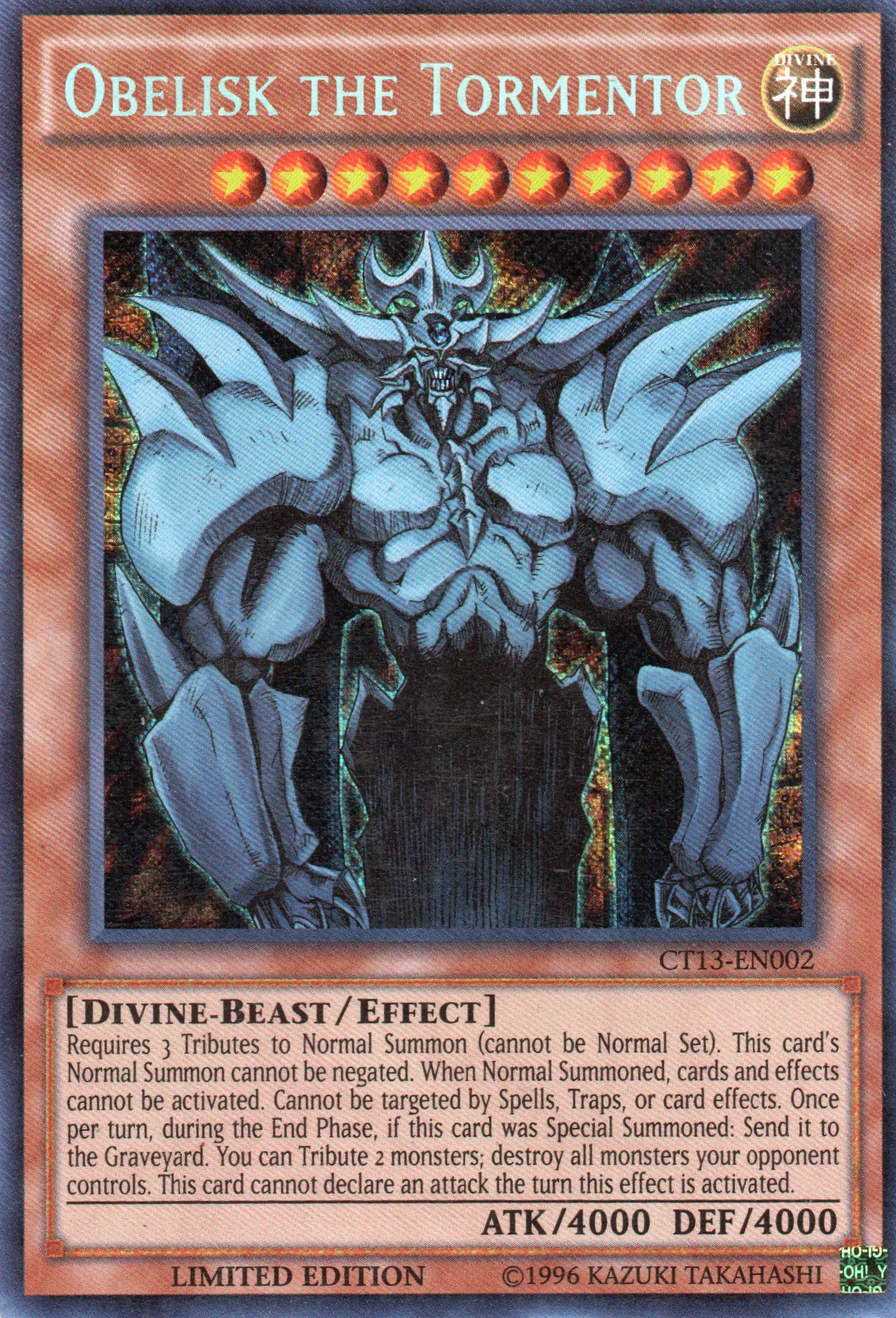 Obelisk the Tormentor CT13-EN002 Secret rare