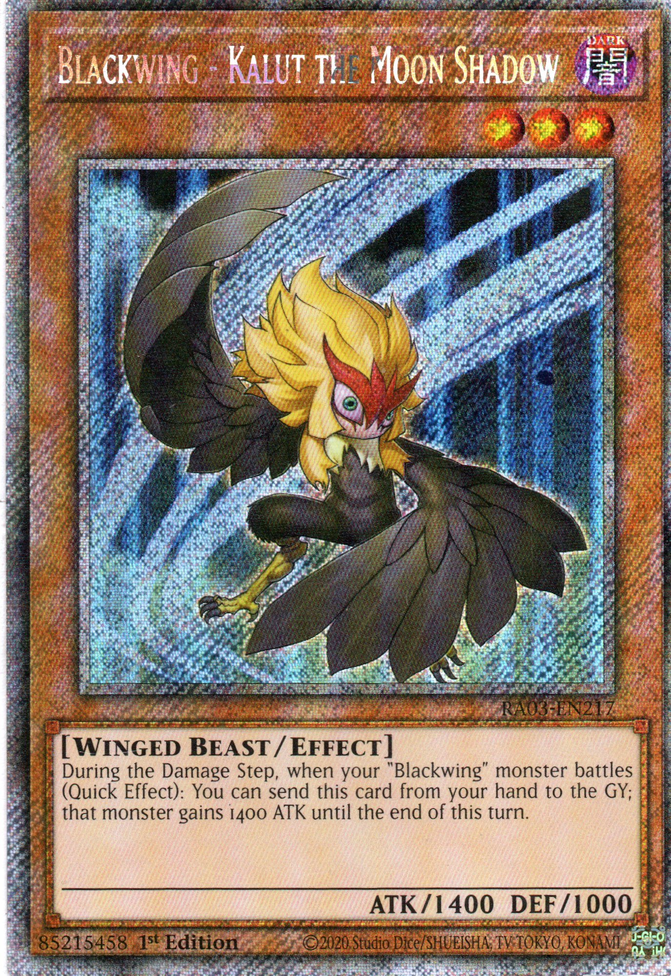 Blackwing - Kalut the Moon Shadow RA03-EN217 Platinum rare