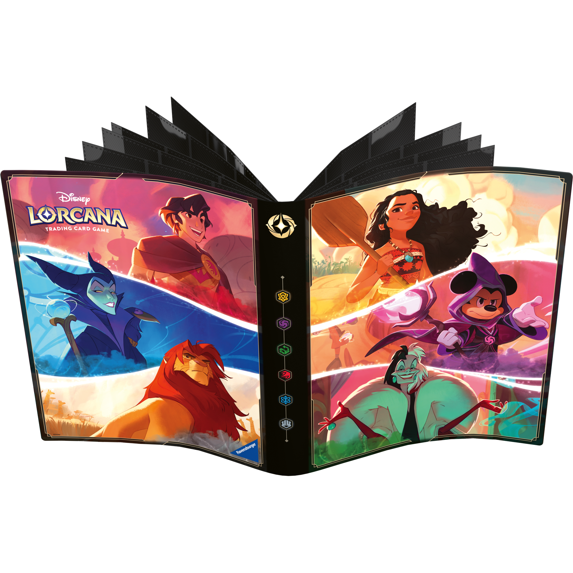 Disney Lorcana - Moana, Mickey, Cruella de Vil, Aladdín, Maléfica, Simba - Carpeta 9-Pocket