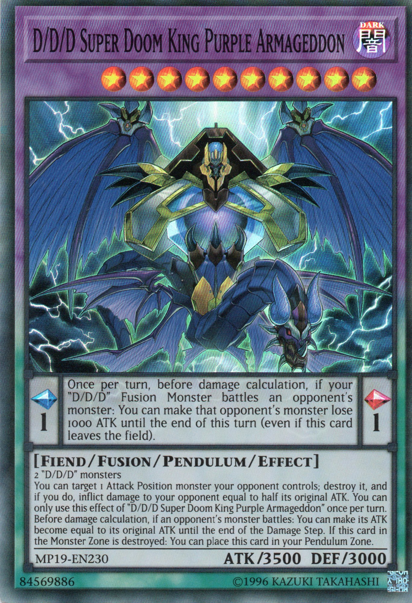 D/D/D Super Doom King Purple Armageddon MP19-EN230 Super rare