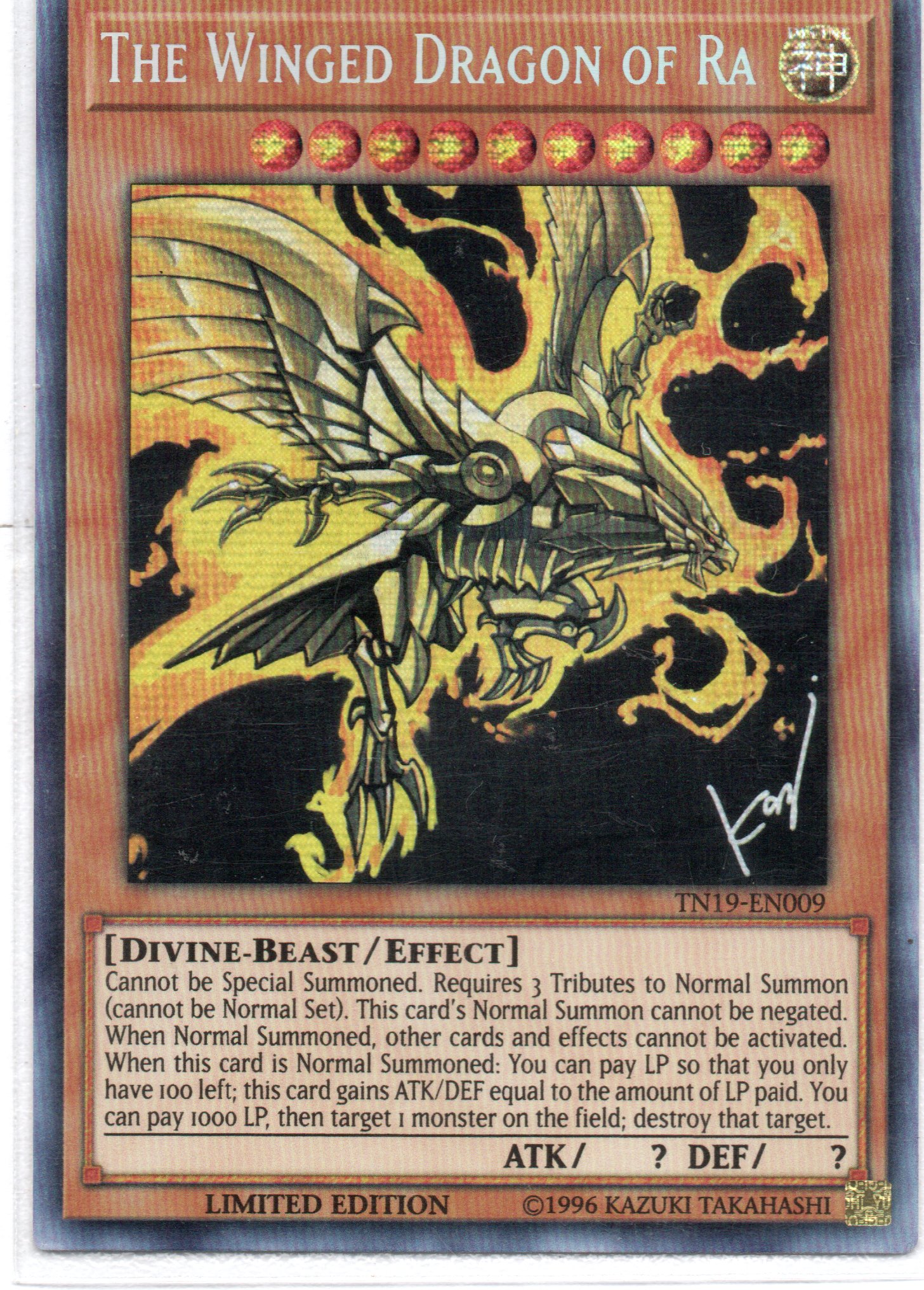 The Winged Dragon of Ra TN19-EN009 Secret rare