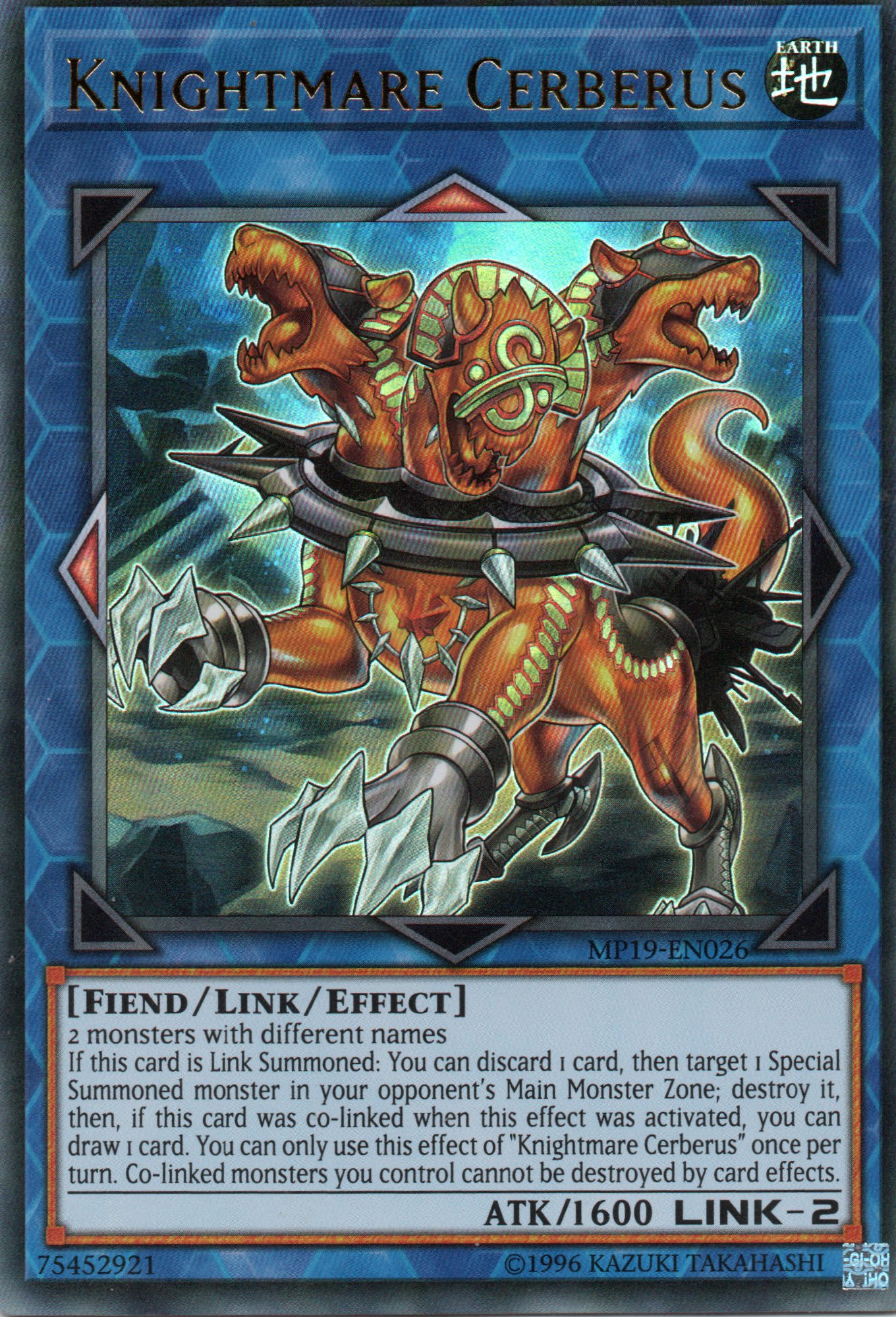 Knightmare Cerberus MP19-EN026 Ultra rare