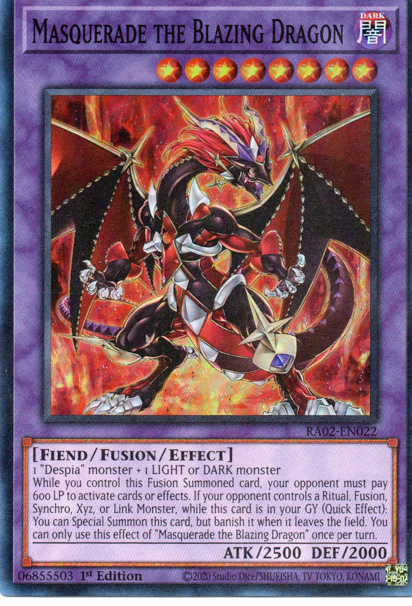 Masquerade the Blazing Dragon RA02-EN022 Super rare