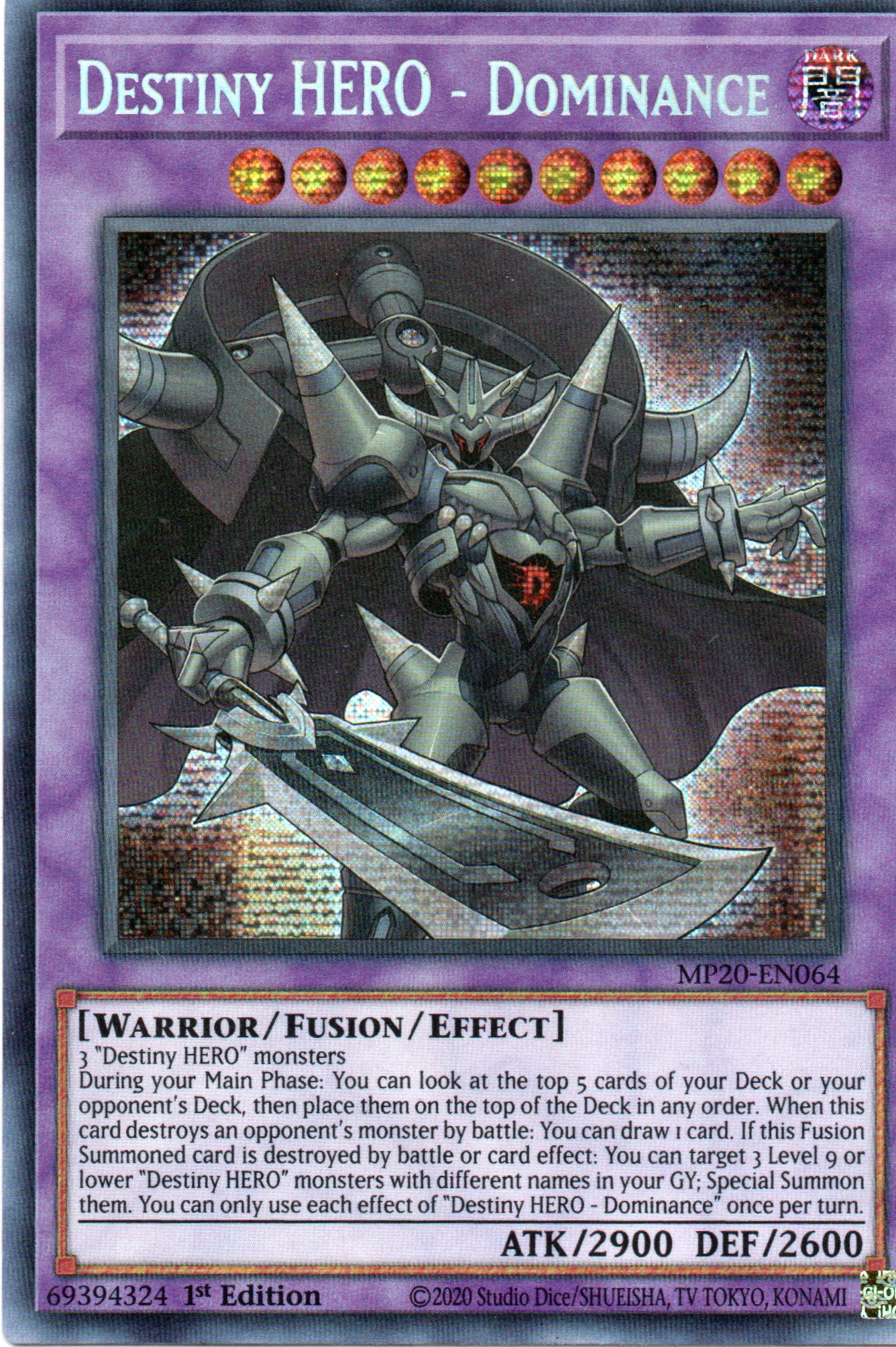 Destiny HERO - Dominance MP20-EN064 Secret rare