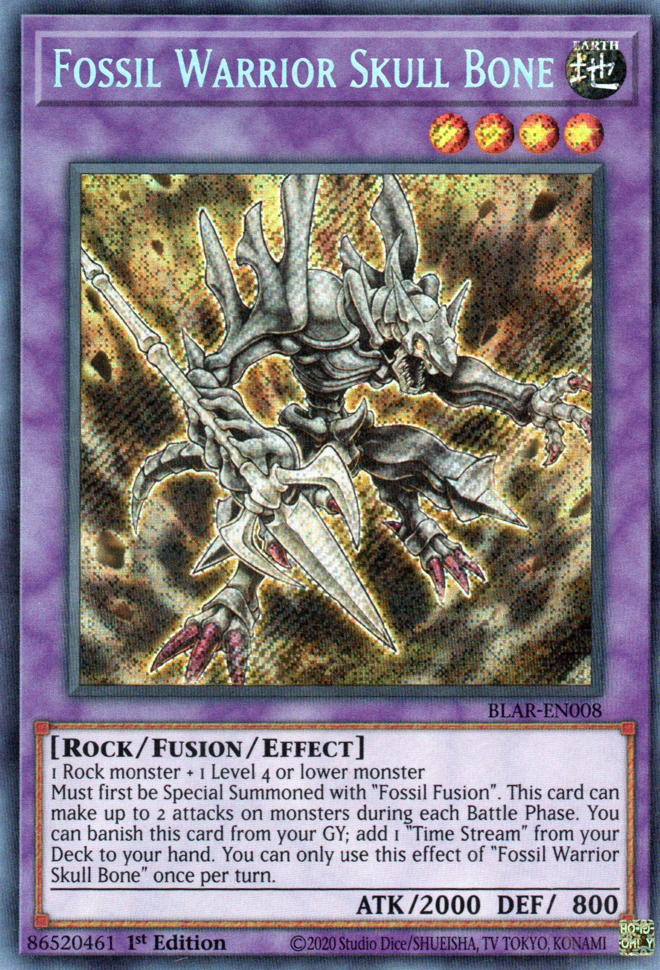 Fossil Warrior Skull Bone BLAR-EN008 Secret rare