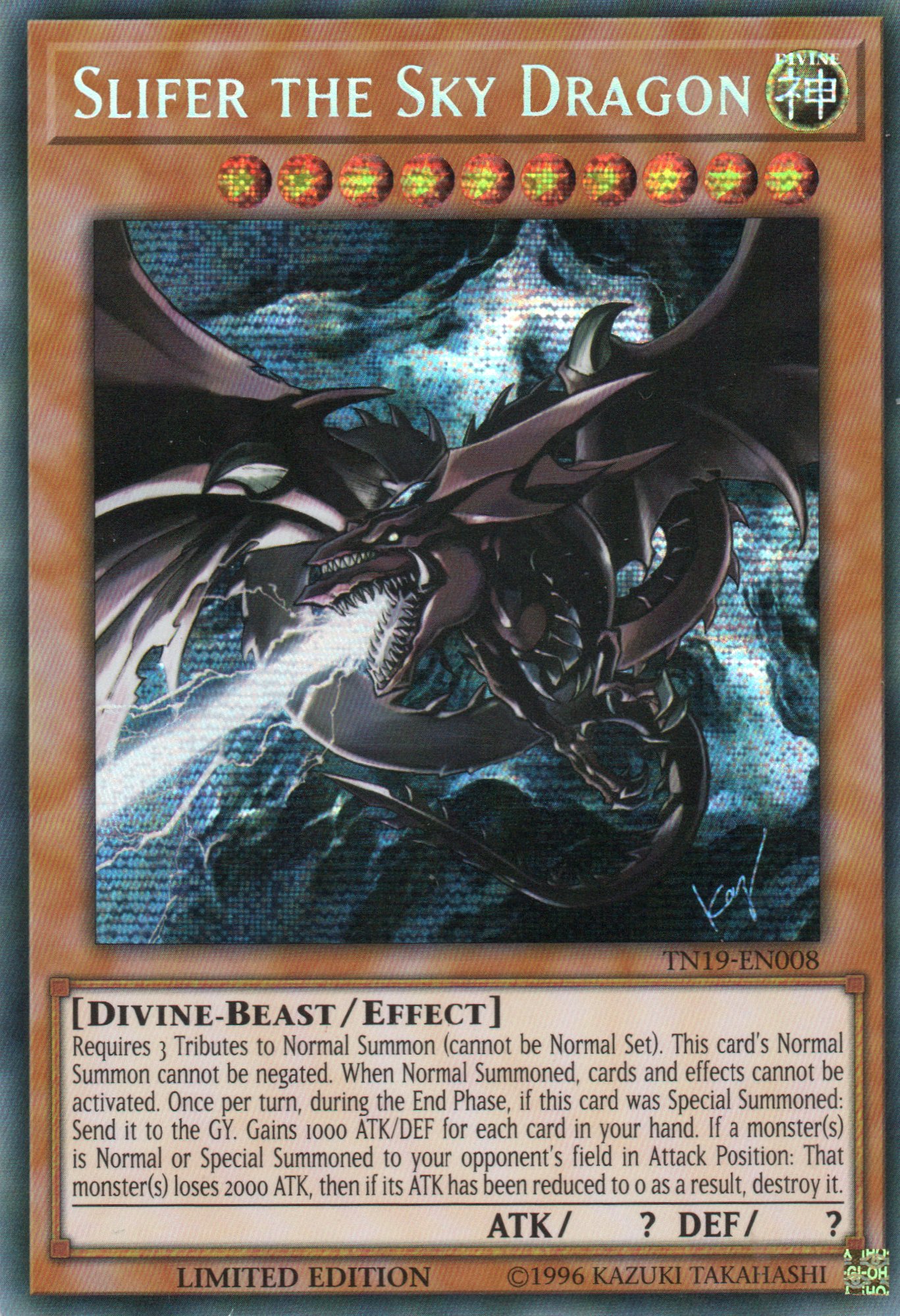 Slifer the Sky Dragon TN19-EN008 Secret rare