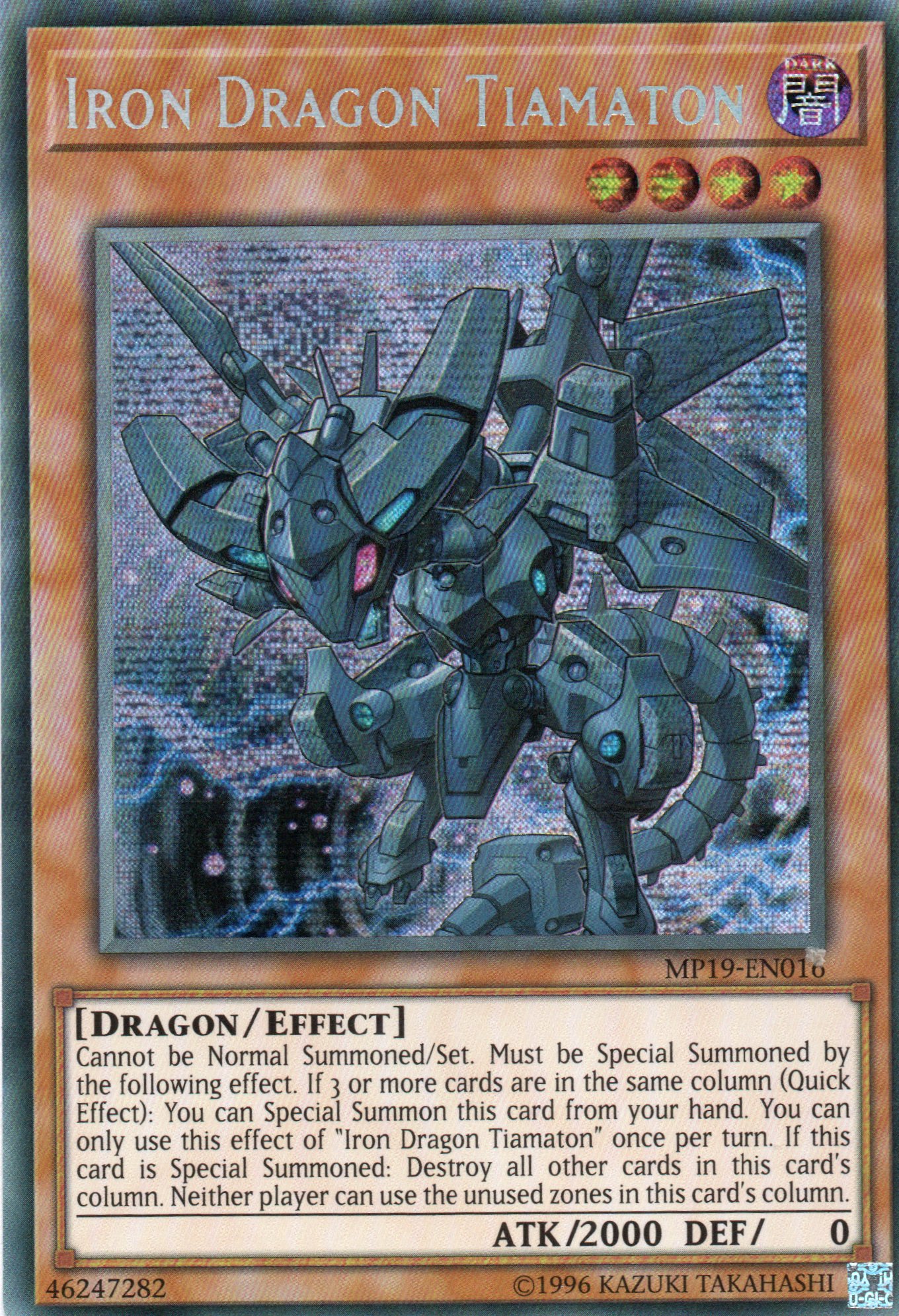 Iron Dragon Tiamaton MP19-EN016 Secret rare