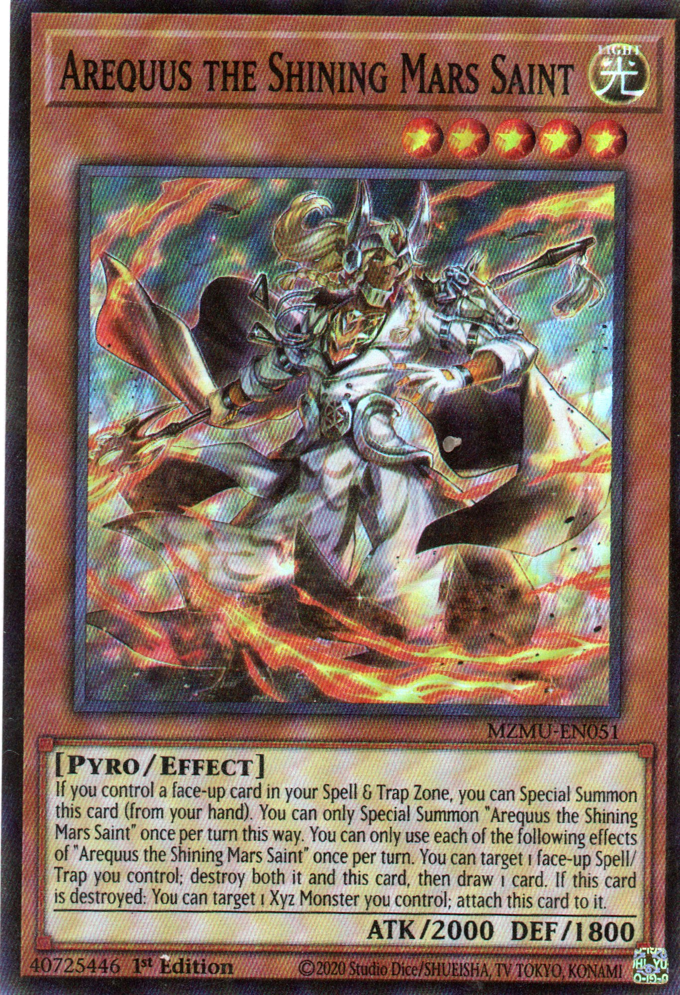 Arequus the Shining Mars Saint MZMU-EN051 Super Rare
