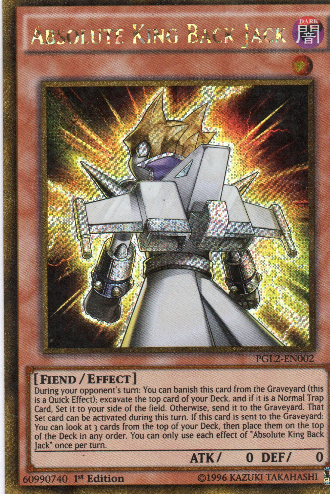 Absolute King Back Jack PGL2-EN002 Gold rare