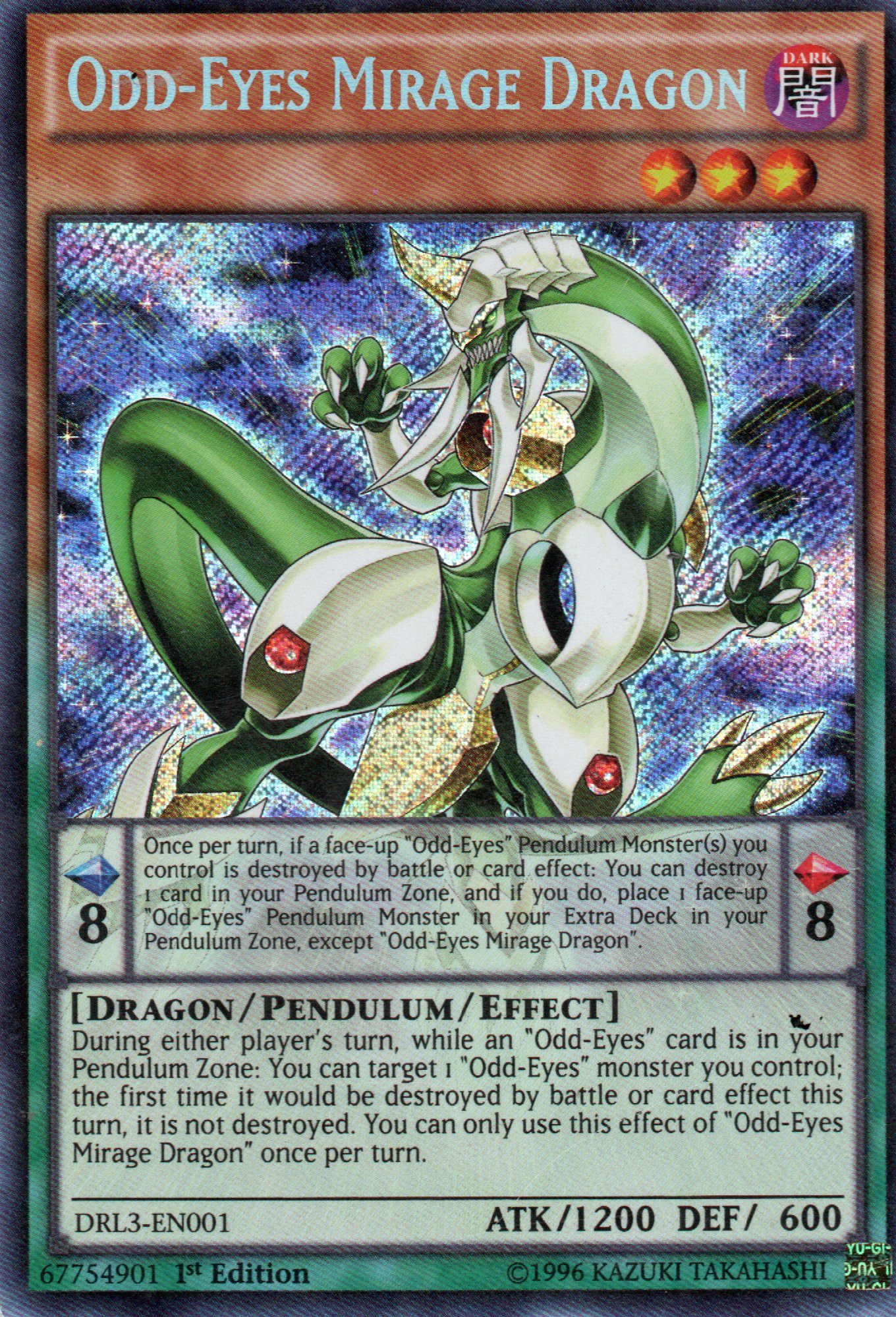 Odd-Eyes Mirage Dragon DRL3-EN001 Secret rare