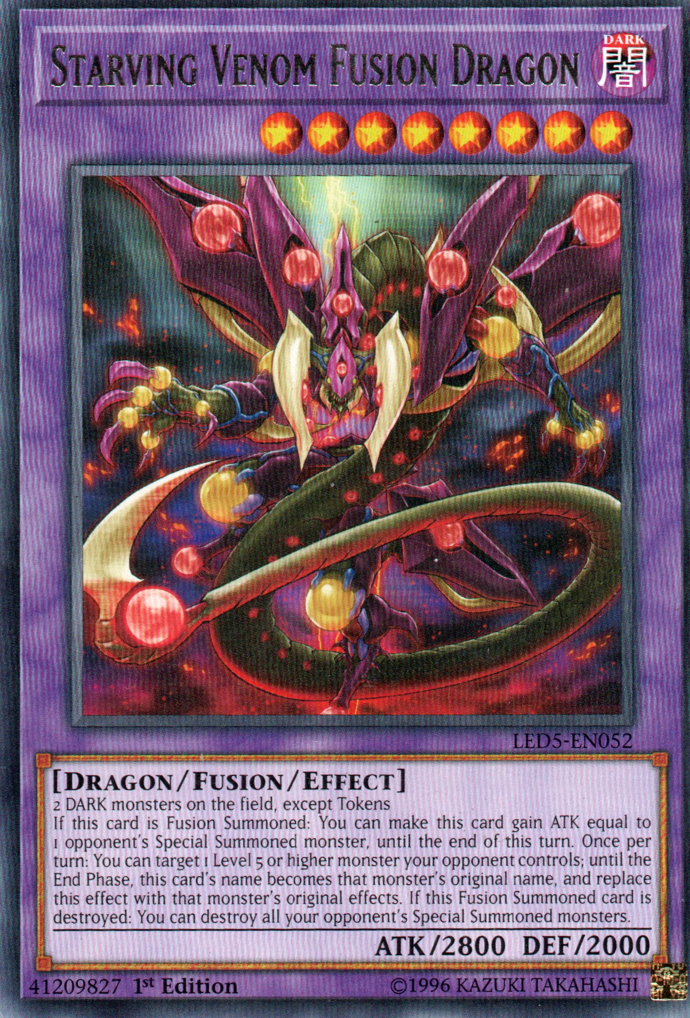 Starving Venom Fusion Dragon LED5-EN052 Rare