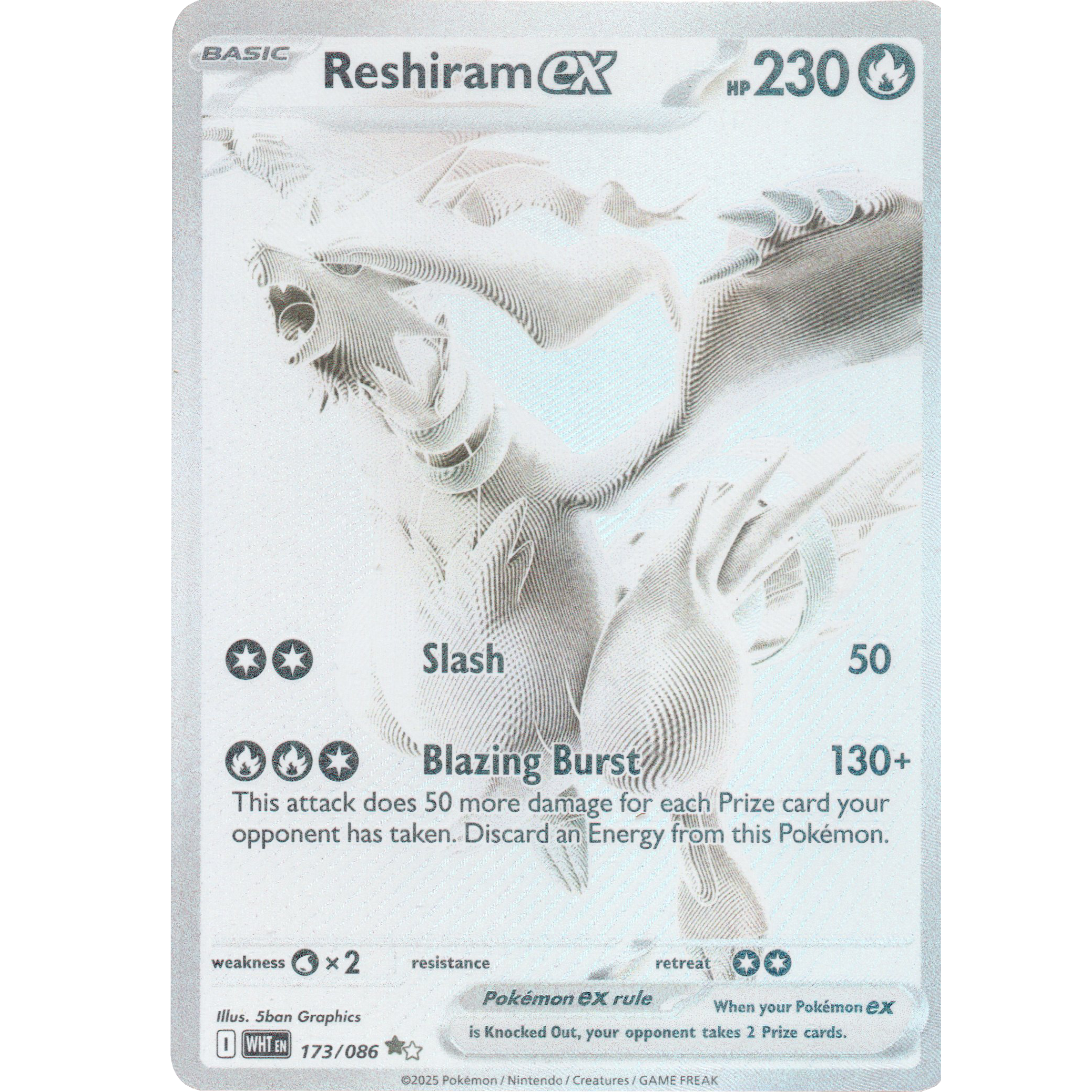 Reshiram ex WHT 173 White rare Ingles