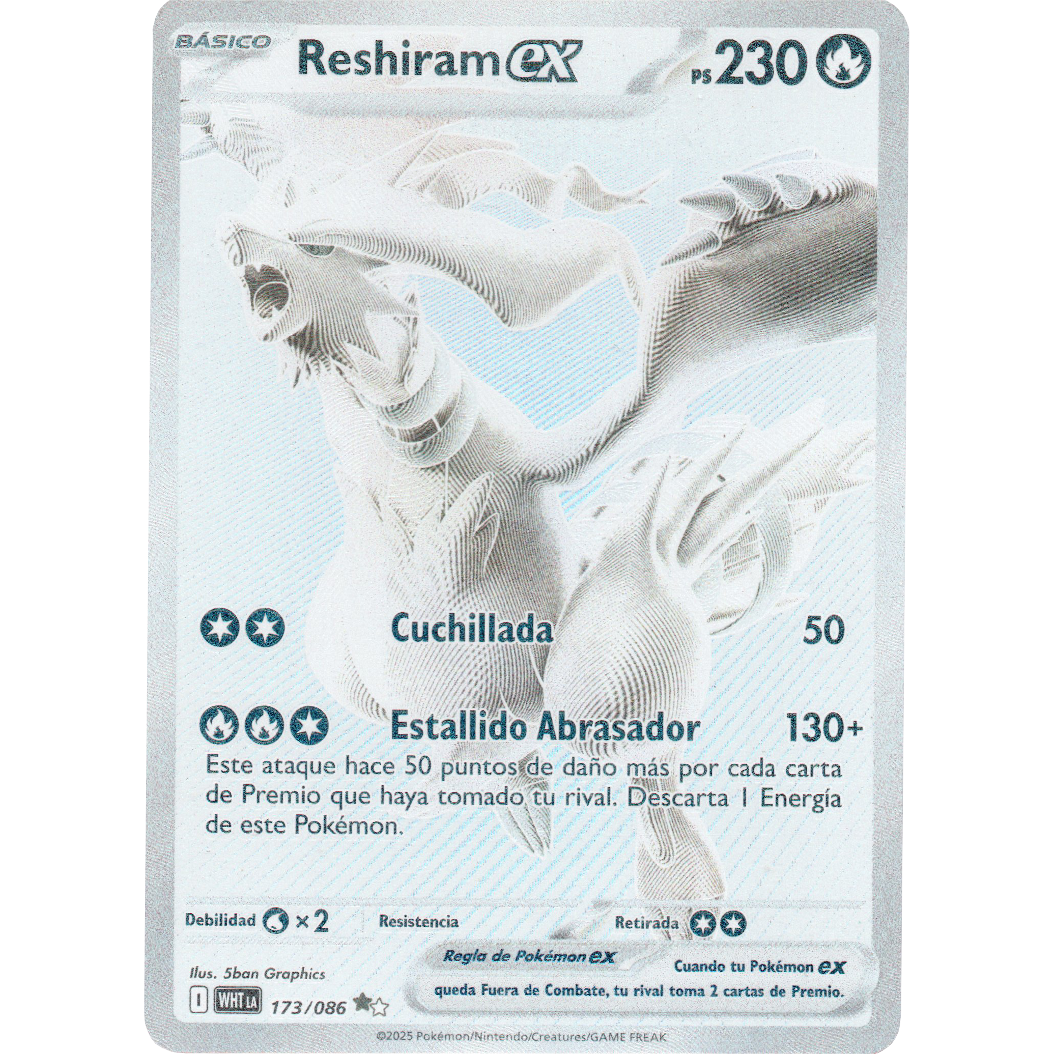 Reshiram ex WHT 173 White rare Español