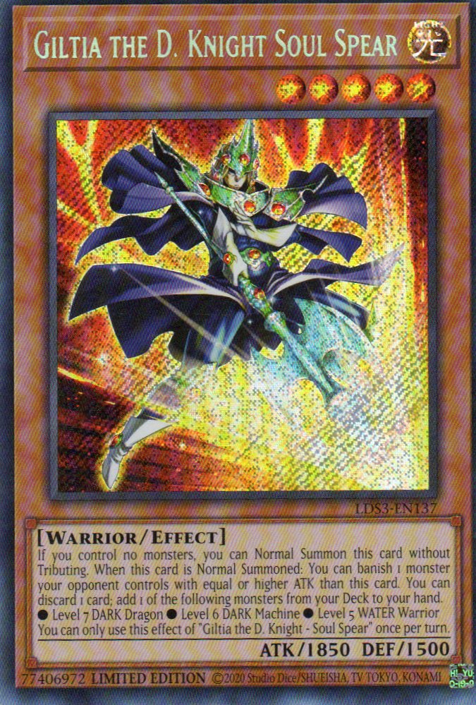 Giltia the D. Knight Soul Spear LDS3-EN137 Secret rare
