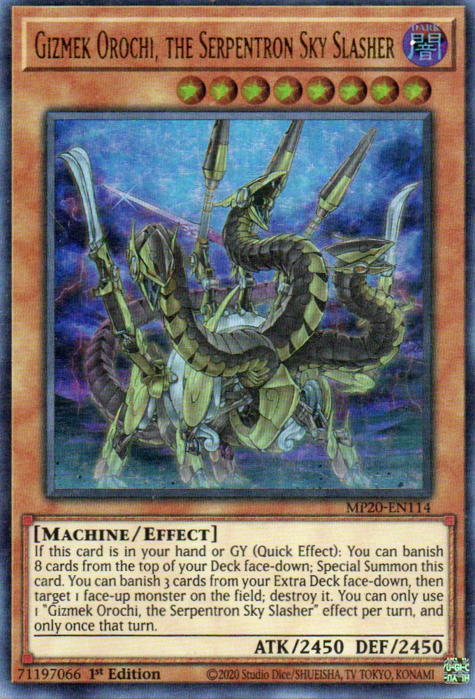 Gizmek Orochi, the Serpentron Sky Slasher MP20-EN114 Ultra rare