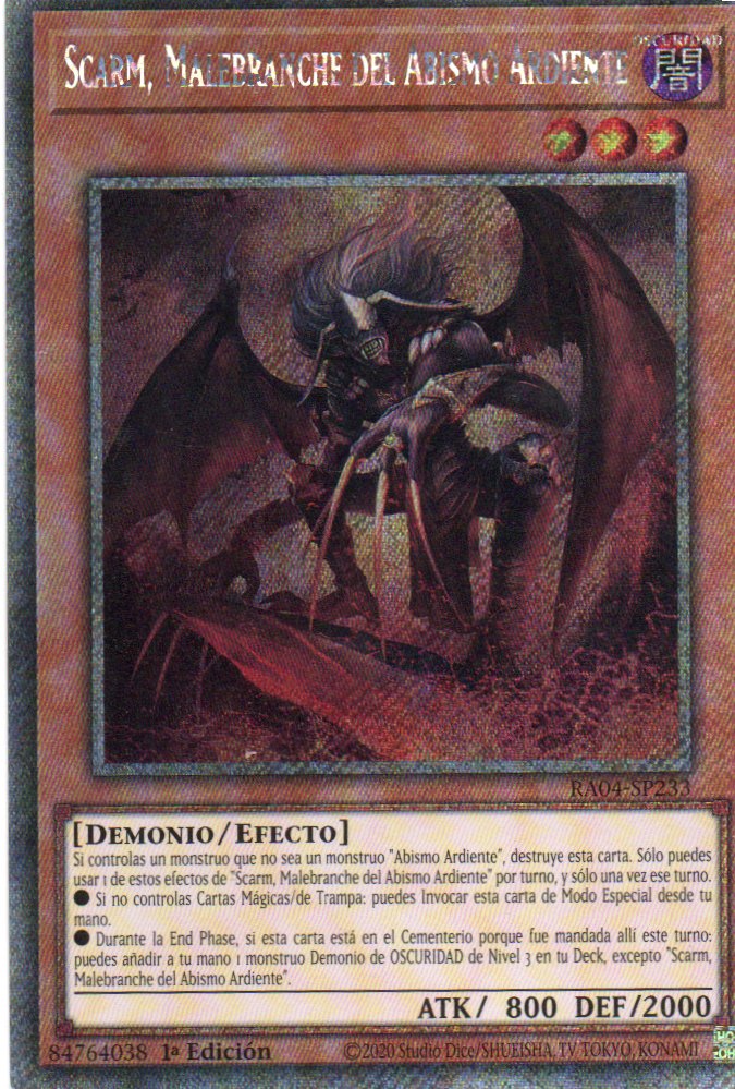 Scarm, Malebranche del Abismo Ardiente RA04-SP233 Platinum rare