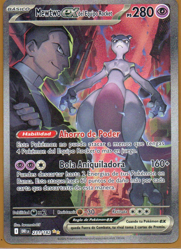 Mewtwo ex del Equipo Rocket 231 Special Illustration rare Español