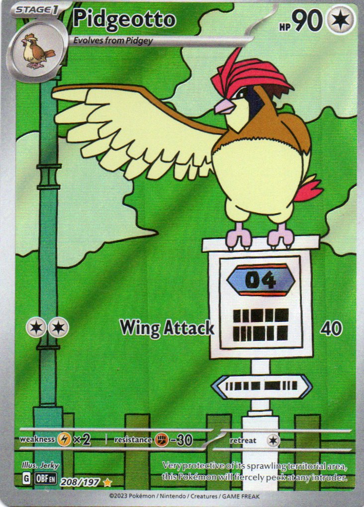 Pidgeotto 208 Illustration rare Ingles