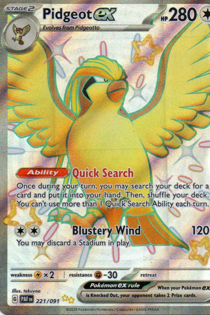 Pidgeot ex 221 Shiny Ultra rare Ingles