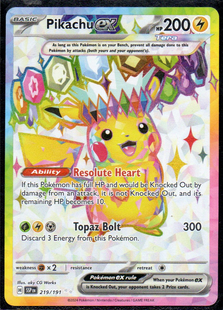 Pikachu ex 219 Ultra rare Ingles