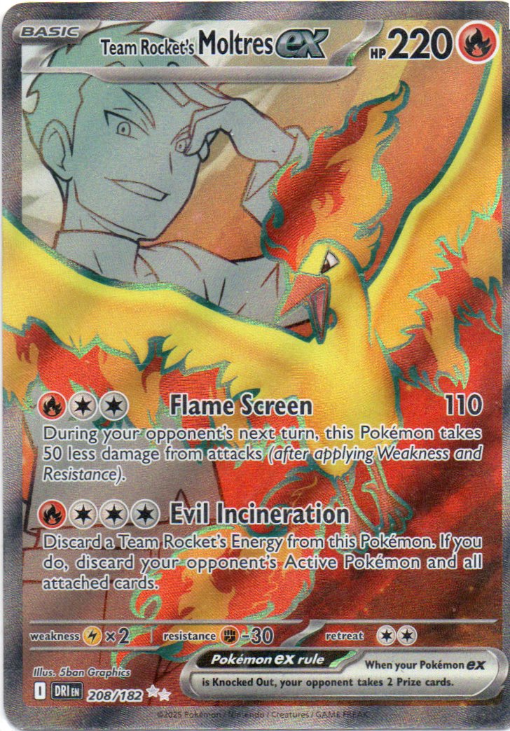 Team Rocket's Moltres ex 208 ultra rare Ingles