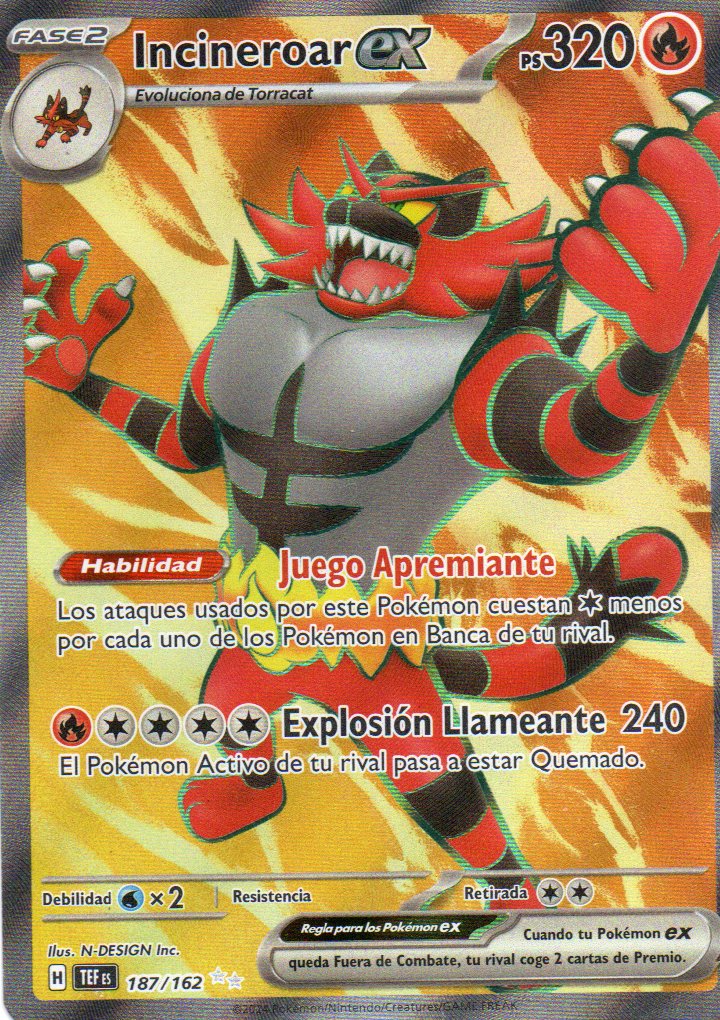 Incineroar ex 187 Ultra rare Español