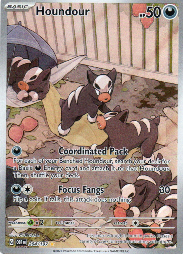 Houndour 204 ingles Illustration rare