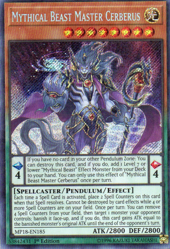 Mythical Beast Master Cerberus MP18-EN185 Secret rare