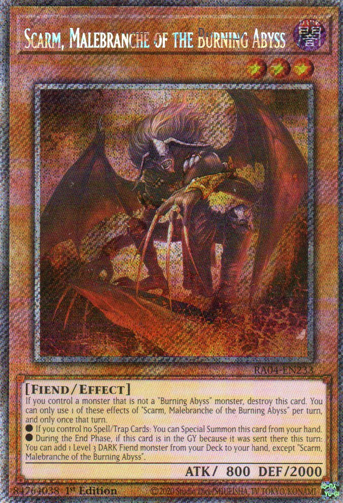 Scarm Malebranche of the Burning Abyss RA04-EN233 Platinum rare