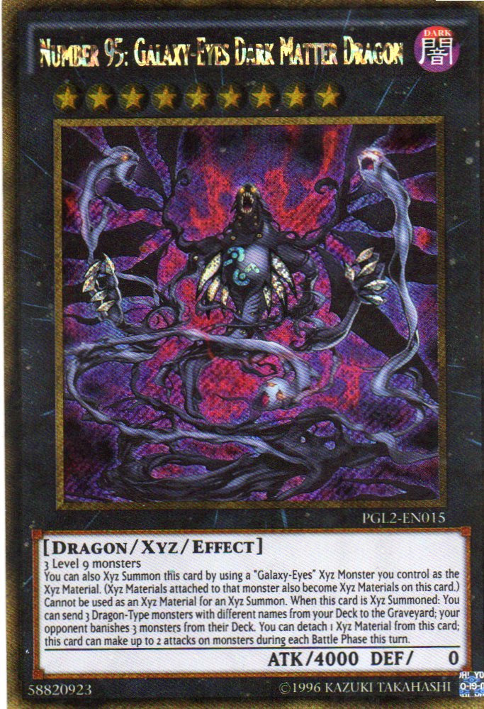 Number 95: Galaxy-Eyes Dark Matter Dragon PGL2-EN015 Gold rare