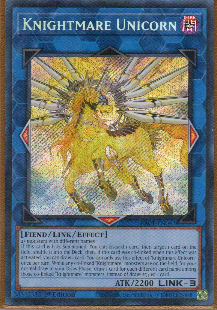 Knightmare Unicorn RA01-EN043 Secret rare