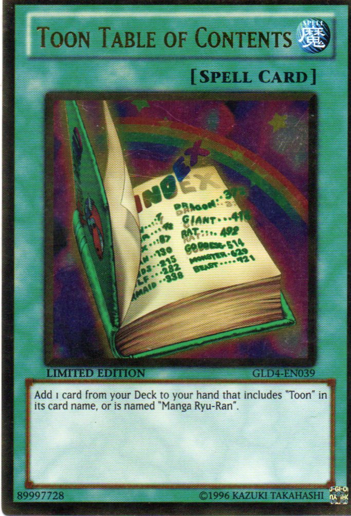 Toon Table of Contents GLD4-EN039 Gold rare