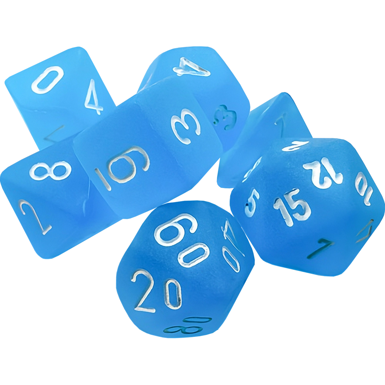 Dados Chessex 20416 Frosted Mini-hedral Caribbean Blue/white