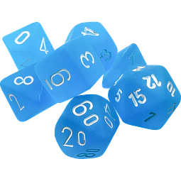 Dados Chessex 20416 Frosted Mini-hedral Caribbean Blue/white