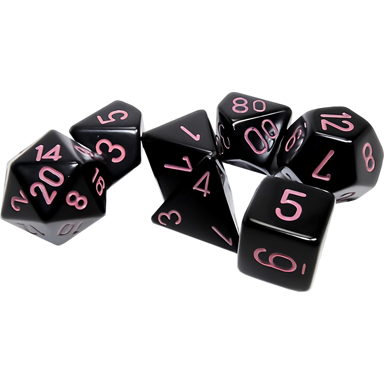 Dados Chessex 25448 Opaque Black/pink Poliedricos