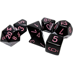 Dados Chessex 25448 Opaque Black/pink Poliedricos
