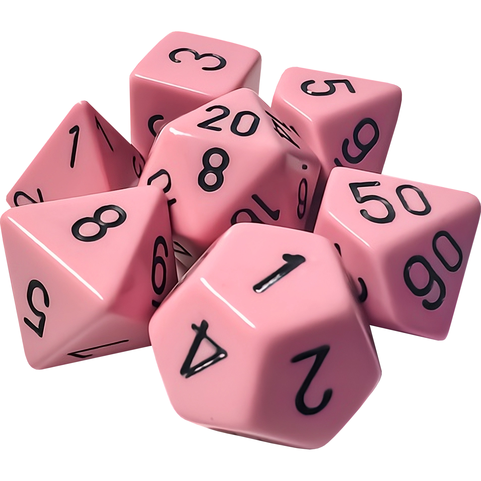 Dados Chessex 25464 Opaque Pastel Pink/black Poliedricos