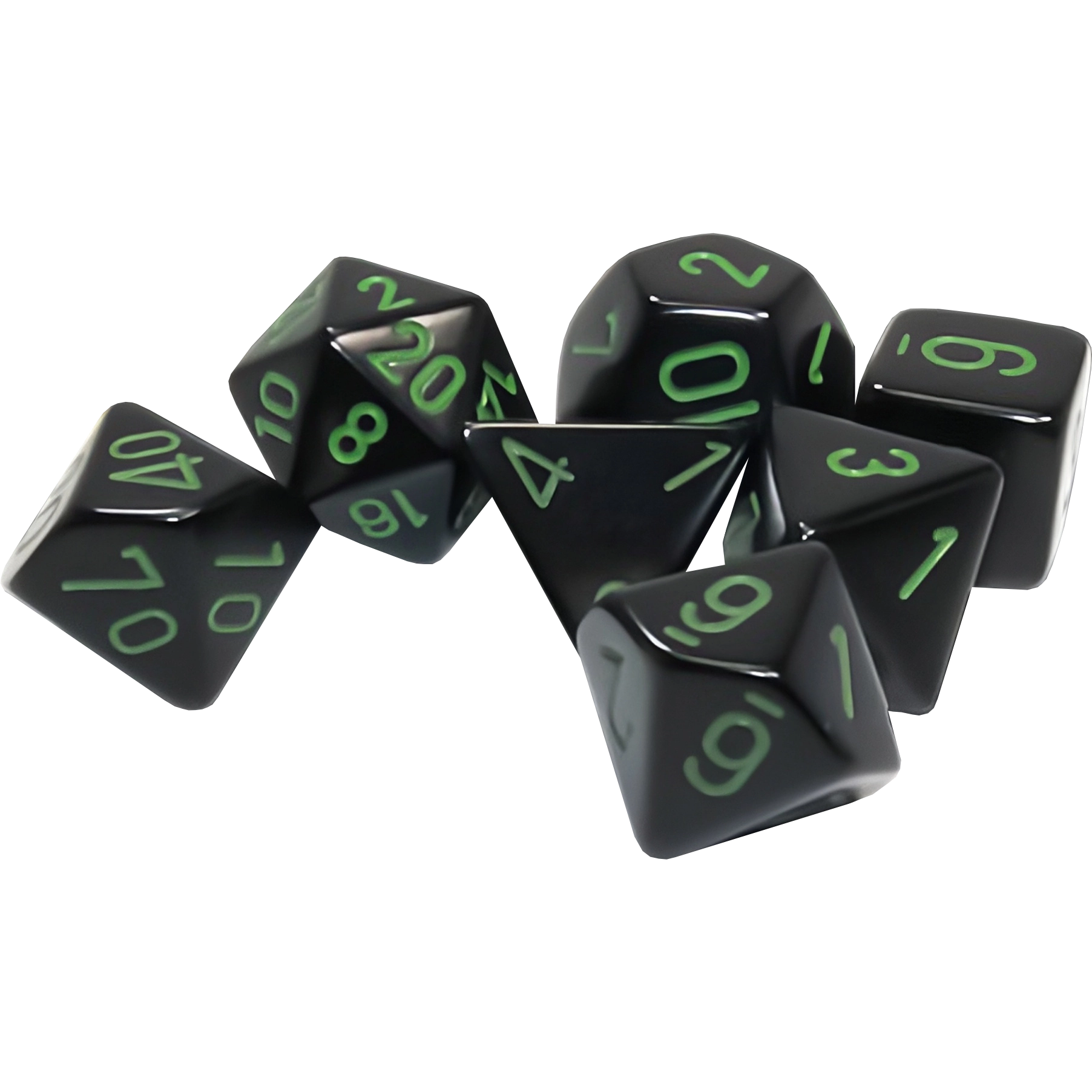 Dados Chessex 25458 Opaque Black/green Poliedricos
