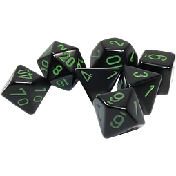 Dados Chessex 25458 Opaque Black/green Poliedricos