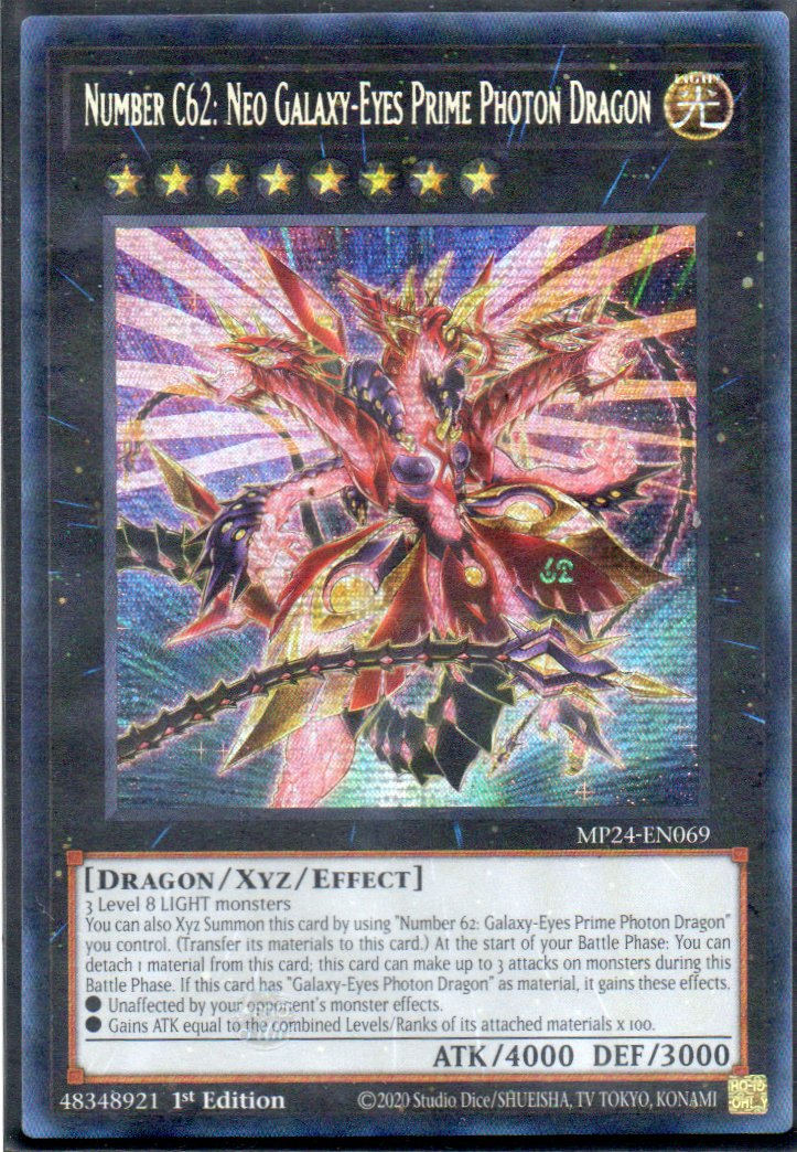 Number C62: Neo Galaxy-Eyes Prime Photon Dragon MP24-EN069 Secret rare