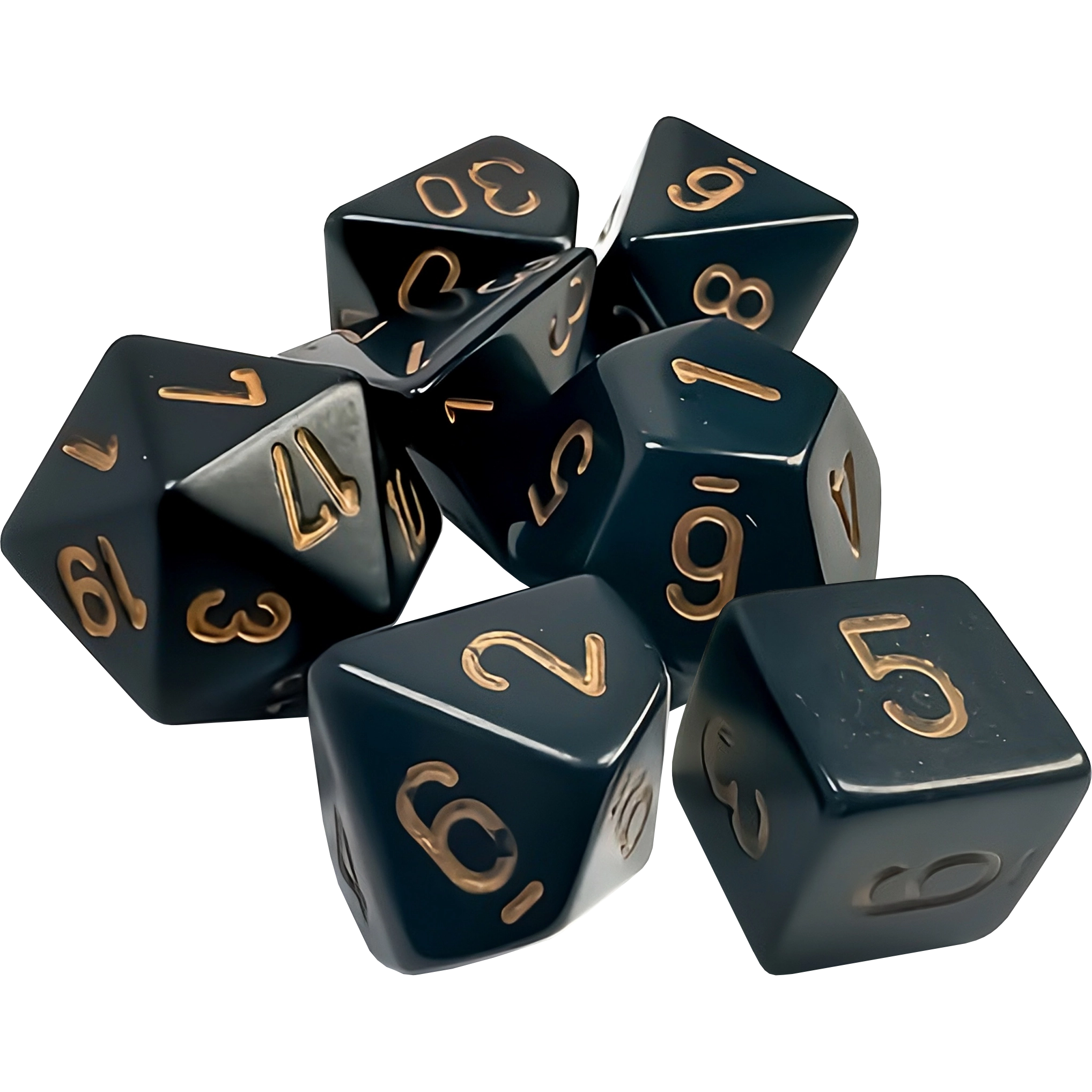 Dados Chessex 25428 Opaque Black/gold Poliedricos