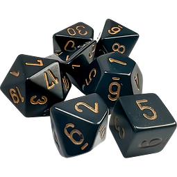 Dados Chessex 25428 Opaque Black/gold Poliedricos