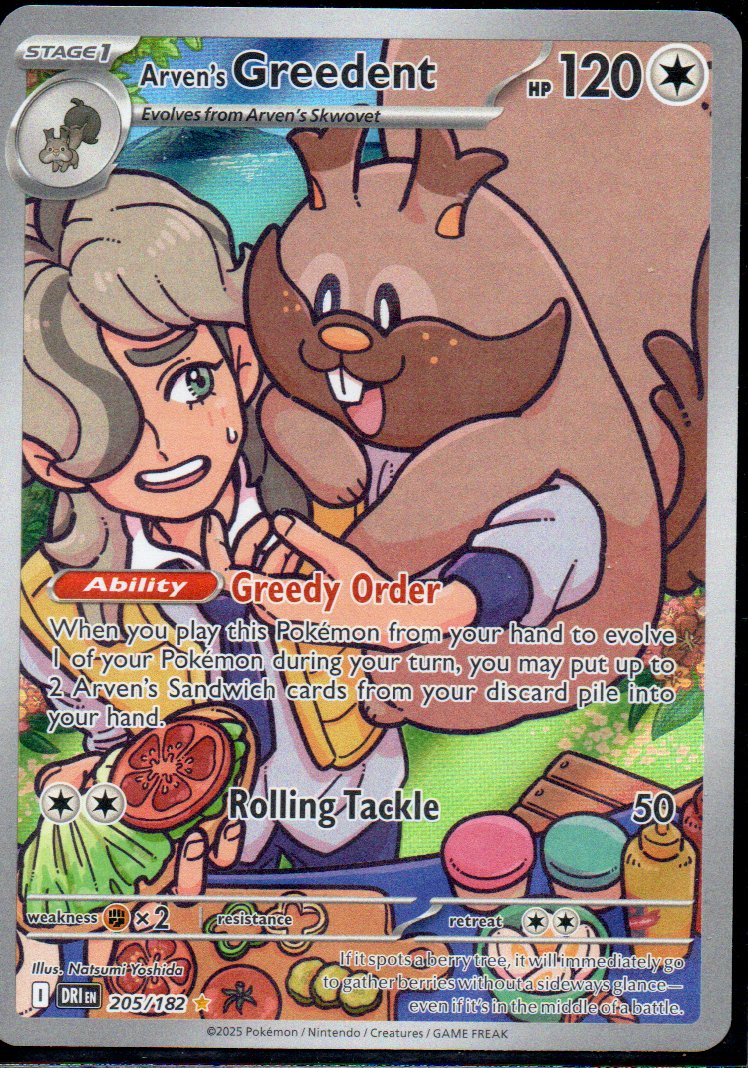 Arven's Greedent DRI205 illustration rare Ingles