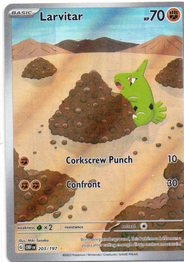 Larvitar OBF203 illustration rare Ingles