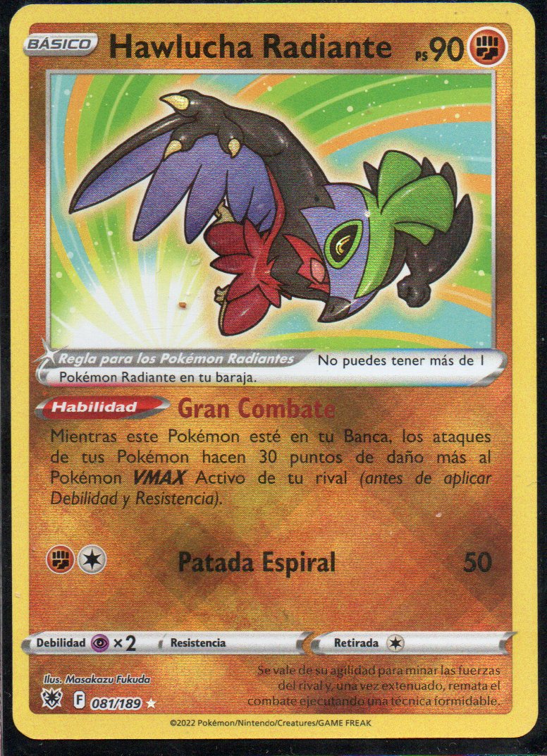 Hawlucha Radiante 81 Radiant rare Español