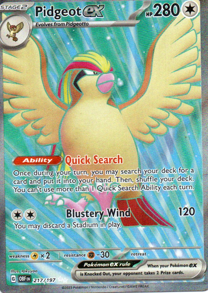 Pidgeot ex OBF217 Ultra rare ingles