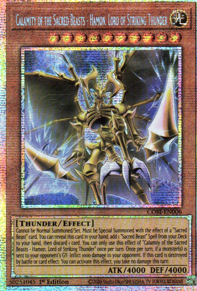 Calamity of the Sacred Beasts - Hamon, Lord of Striking Thunder CORI-EN006 Starlight rare