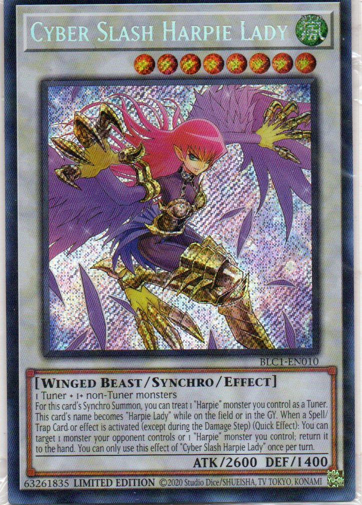 Cyber Slash Harpie Lady BLC1-EN010 Secret rare