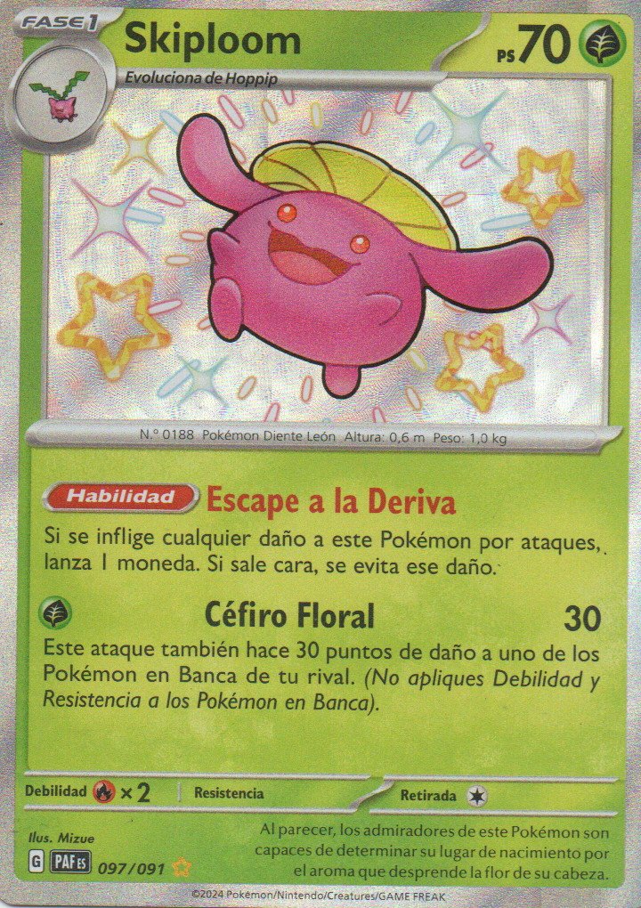 Skiploom Español PAF 097 Shiny rare
