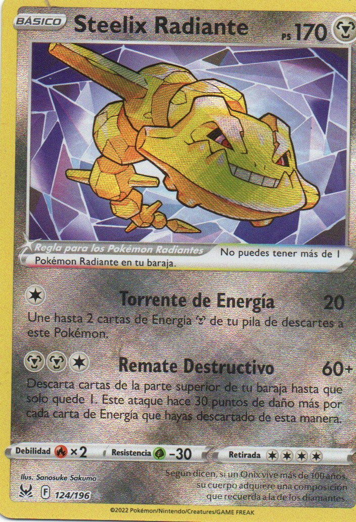Steelix Radiante Español 124 Radiant rare